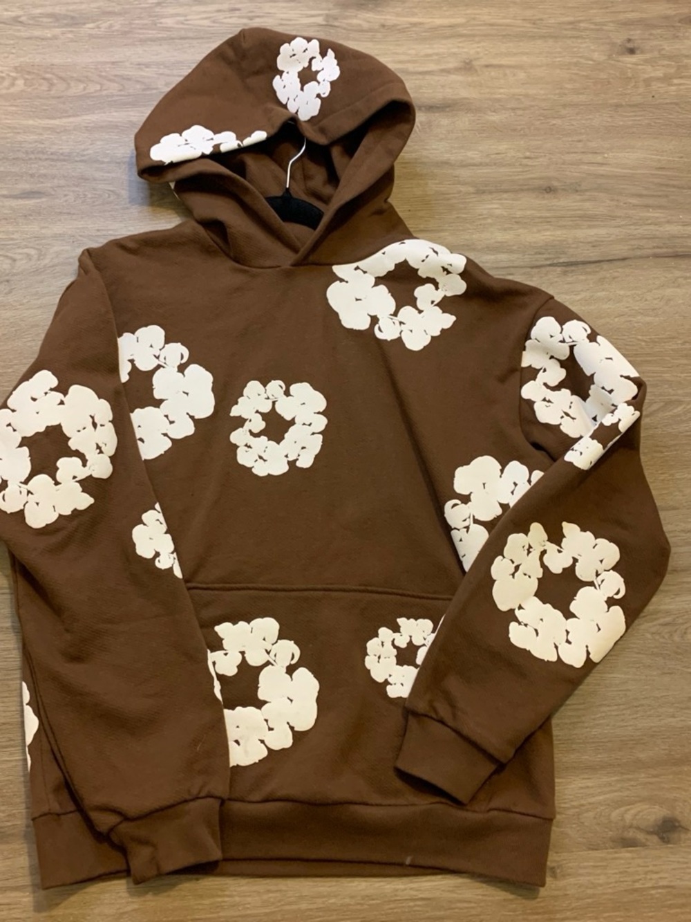Brown Floral-Print Men's Zip-Up Hoodie